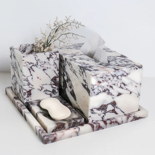 Calacatta Leather Bathroom Set