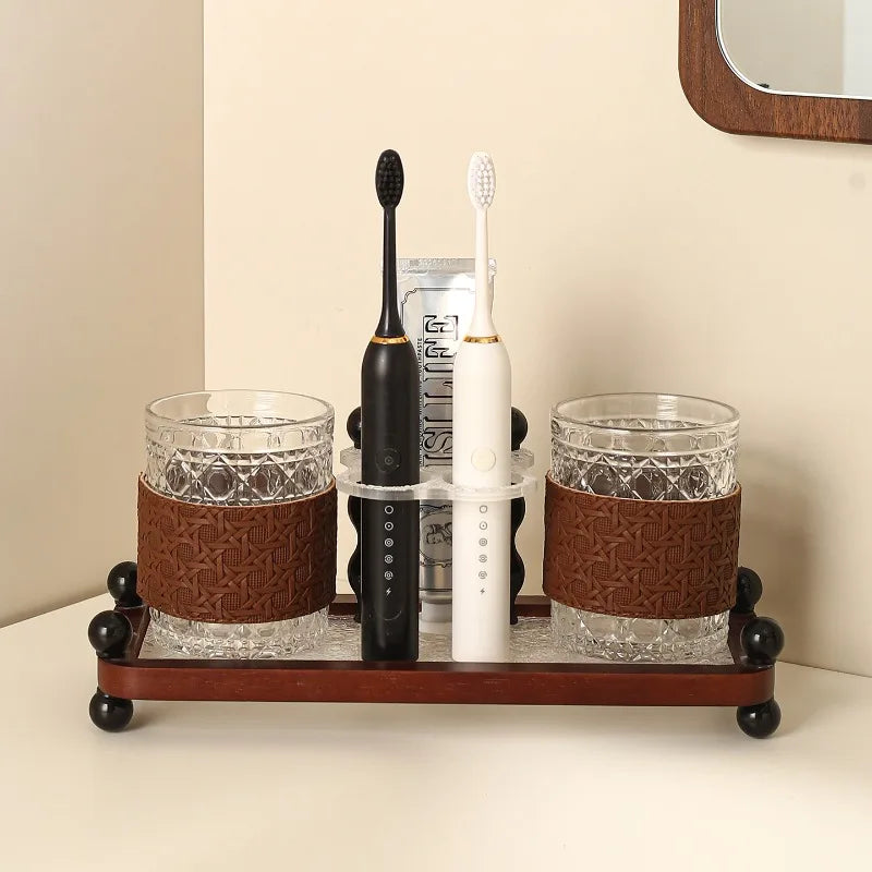 Wooden Multifunction Toothbrush Holder