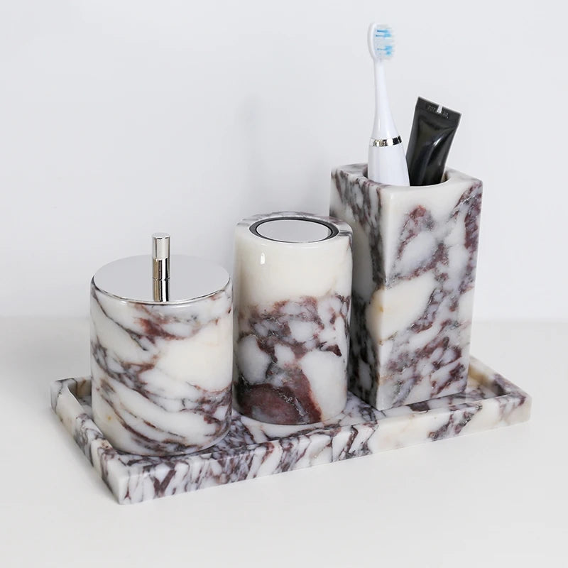 Calacatta Leather Bathroom Set