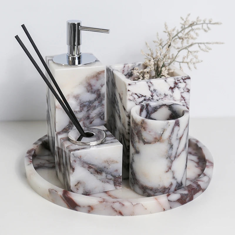 Calacatta Leather Bathroom Set