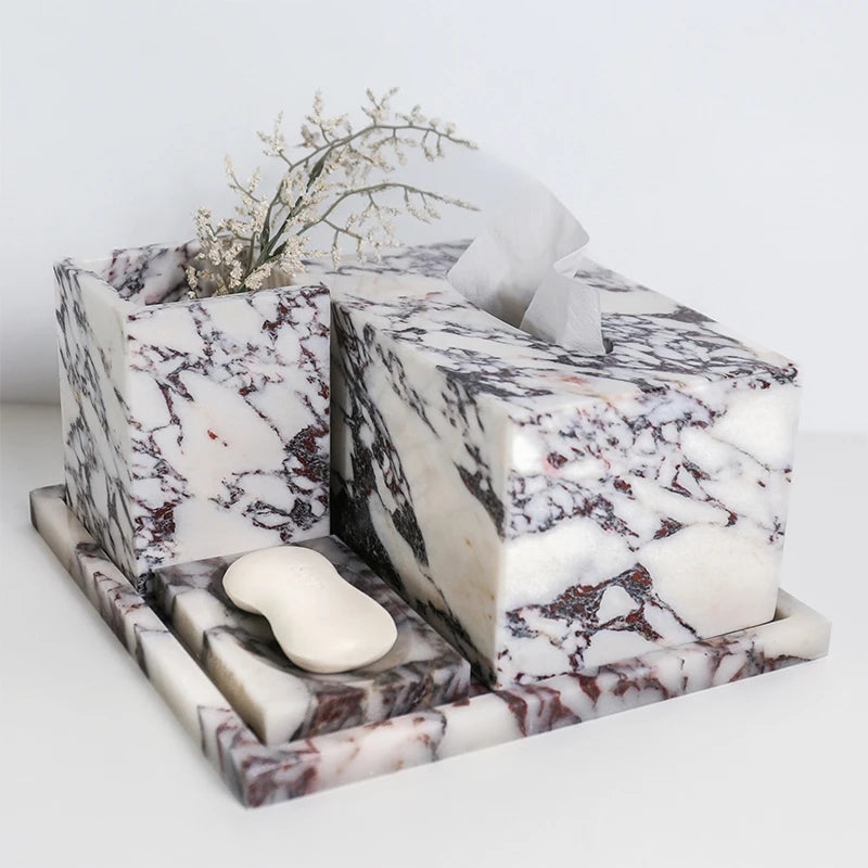 Calacatta Leather Bathroom Set