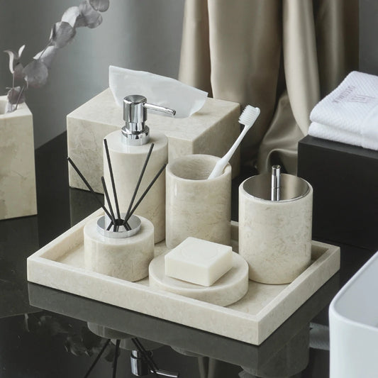 Emperador Light Marble Bathroom Set